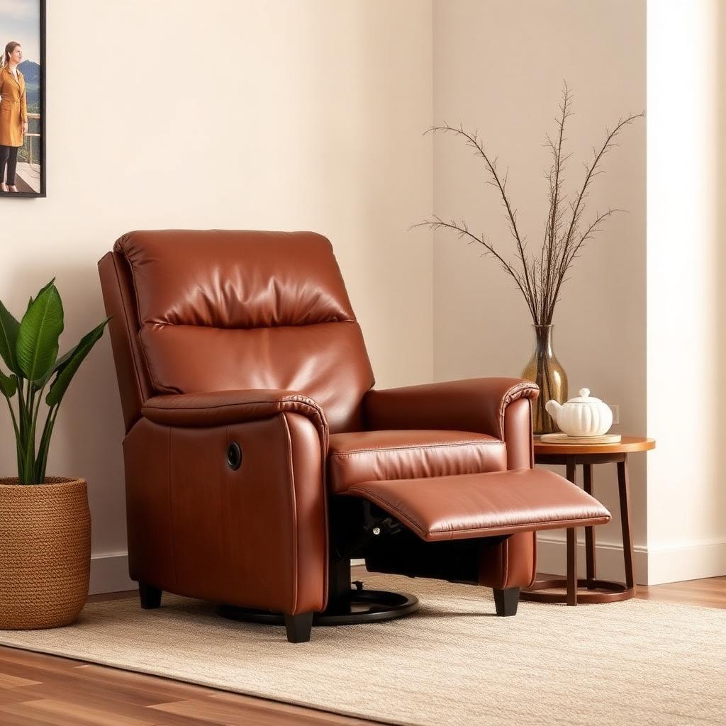 Brown leather power recliner